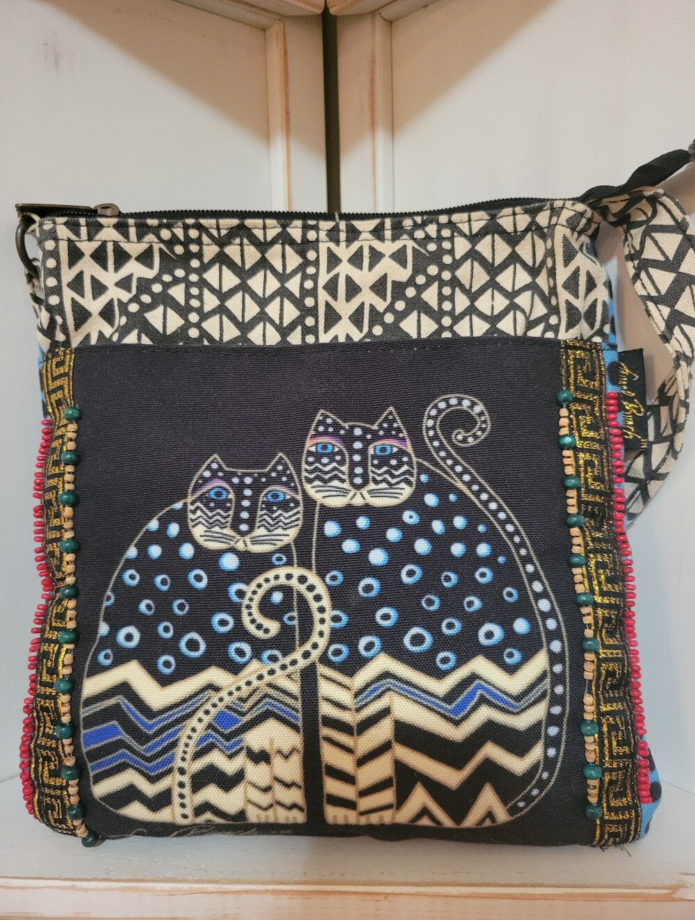 Vintage 90's Laurel Burch Cat Crossbody Tote